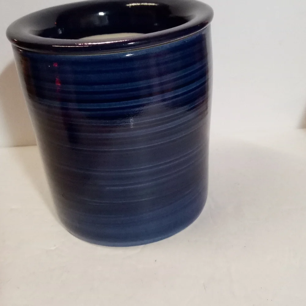 French Butter Keeper Container Thick Heavy Pottery Handcrafted Blue Swirl New